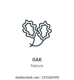 Oak outline vector icon. Thin line black oak icon, flat vector simple element illustration from editable nature concept isolated on white background