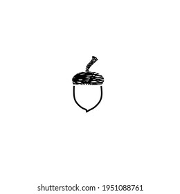 Oak peanut icon, abstract doodle icon simple, hand drawn, vector illustration