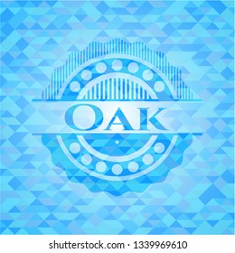 Oak realistic light blue emblem. Mosaic background