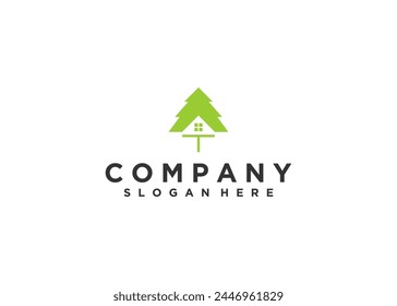 Oak Resident Homes Vector Logo. Design template of oak tree and house that made from a simple scratch. it's good for symbolize a property or housing business.