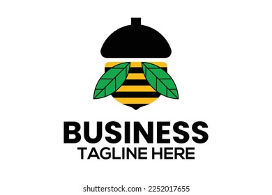  oak seed bee logo design, A rich interpretation of positive meanings such as fertility, health, wealth, glory and happiness.