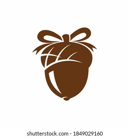 oak seeds vector with ribbon concept