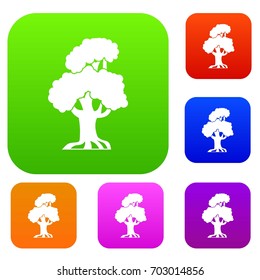 Oak set icon in different colors isolated vector illustration. Premium collection