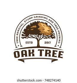 Oak Silhouette Of A Tree, Vector Logo Design