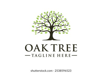 Oak Tree Abstract Logo Design and Root Vector. Tree of Life Logo Design Inspiration.