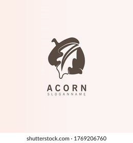 Oak tree Acorn. Inspiration simple logo illustration, vector icon template.