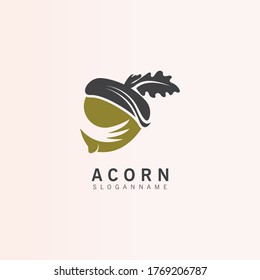 Oak tree Acorn. Inspiration simple logo illustration, vector icon template.