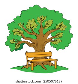 Clipart de Ilustración vectorial de diseño de dibujo de árbol de roble Eps