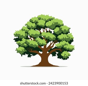 oak tree flat vector illustration