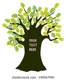 Oak tree - frame for text illustration funny design for kids