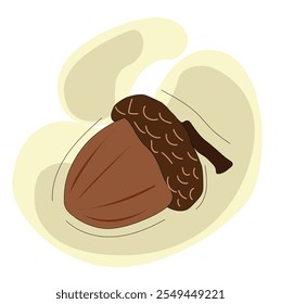 Oak tree fruit. Realistic cartoon acorn illustration.One acorn oak tree nu