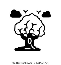 Oak Tree Glyph Icon, Vector illustration