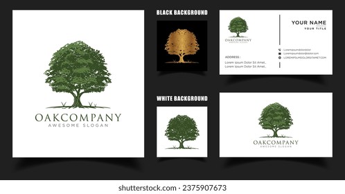 Oak Tree Ground Grass Lawn Care Logo