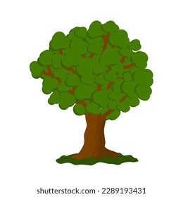 Oak tree icon closeup, flat style vector