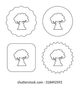 Oak tree icon. Forest wood sign. Nature environment symbol. Flat circle, star and emblem buttons. Labels design. Vector
