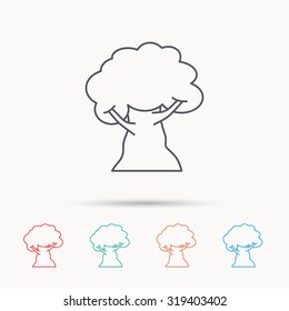 Oak tree icon. Forest wood sign. Nature environment symbol. Linear icons on white background. Vector