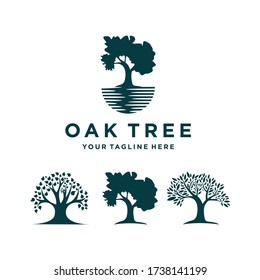 oak Tree icon logo SET vector