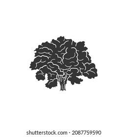 Oak Tree Icon Silhouette Illustration. Nature Vector Graphic Pictogram Symbol Clip Art. Doodle Sketch Black Sign.