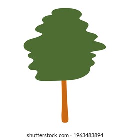 Oak tree. Isolated element on a white background. Vector hand-drawn illustration in flat style. Eco and nature and plant images. Ecology and environment protection. 