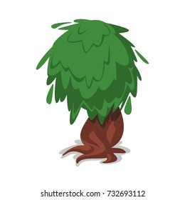 Oak tree. Isometric green oak tree icon isolated on white background. Forest nature or ecology parkland construction vector illustration
