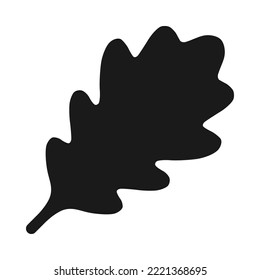 Oak tree leaf silhouette shape icon. Dark-coloured Quercus species foliage. Isolated on a white background.