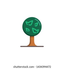Oak tree with leaves flat icon, vector sign, Round tree colorful pictogram isolated on white. Symbol, logo illustration. Flat style design