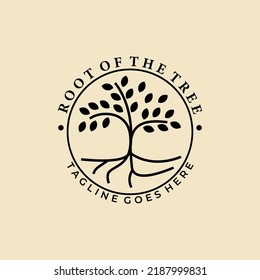 Oak Tree Line Art Nature Logo Vector Illustration Design