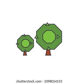 Oak tree line icon concept. Oak tree flat vector sign, symbol, illustration.