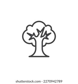 Oak tree line icon. linear style sign for mobile concept and web design. Tree outline vector icon. Environment symbol, logo illustration. Vector graphics