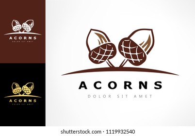 Oak tree logo. Acorn vector.