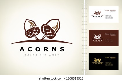 Oak tree logo. Acorn vector.
