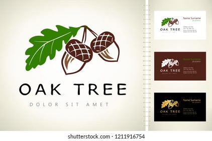 Oak tree logo. Acorn  vector.