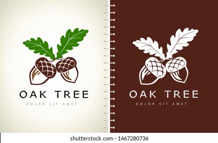 Oak tree logo. Acorn  vector.
