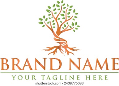 Oak tree logo, bunion tree, Property logo, Modern natural Oak wood symbol. Plant branch vector logo download for your company
