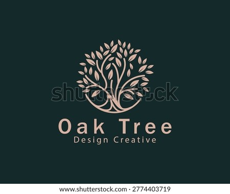 oak tree logo creative design concept natural line art emblem brand vector