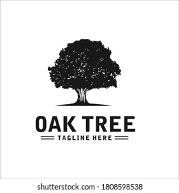 Oak Tree Logo Design Silhouette Vector Stock Vector (Royalty Free ...