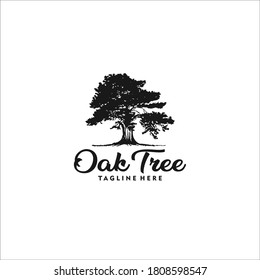 Oak Tree Logo Design Silhouette Vector Stock Vector (Royalty Free ...