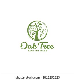vectores de silueta de diseño de logotipo de árbol de roble