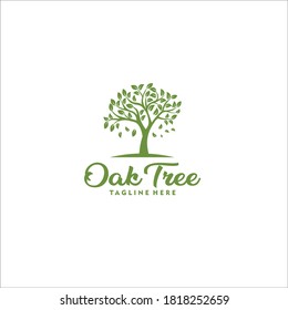 oak tree logo design silhouette vector