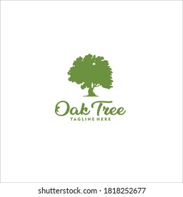 oak tree logo design silhouette vector