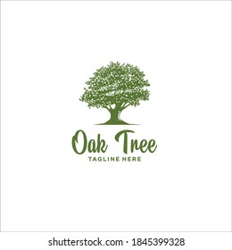 vectores de silueta de diseño de logotipo de árbol de roble