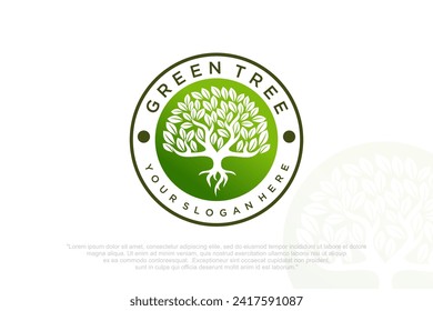 Oak tree logo . Design silhouette of a tree . Vector illustration