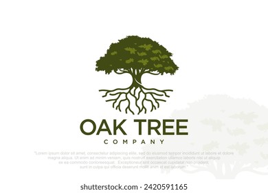 Logo de roble. Diseñar la silueta de un árbol. Ilustración del vector