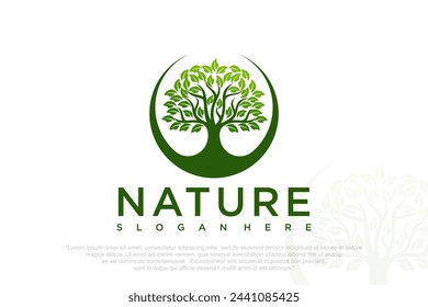 Oak tree logo . Design silhouette of a tree . Vector illustration