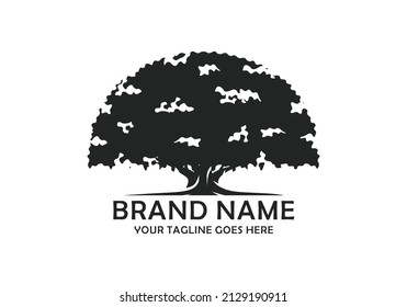 Oak tree logo design vector illustration
