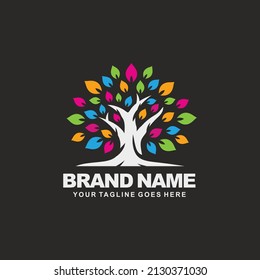 Oak tree logo design vector illustration