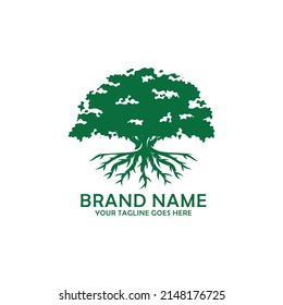 Oak tree logo design vector illustration