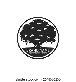 Oak tree logo design vector illustration