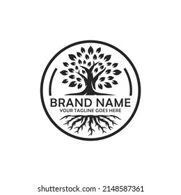 Oak tree logo design vector illustration