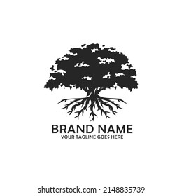 Oak tree logo design vector illustration